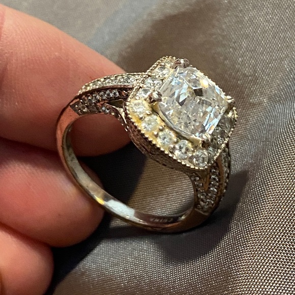 Sterling Silver Faux Diamond Ring Size 8/9 - Picture 3 of 6